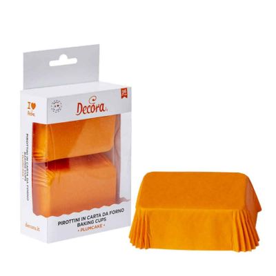 36 Pirottini rettangolari arancio per cottura plumcake 8 x 5 x h 3,2 cm