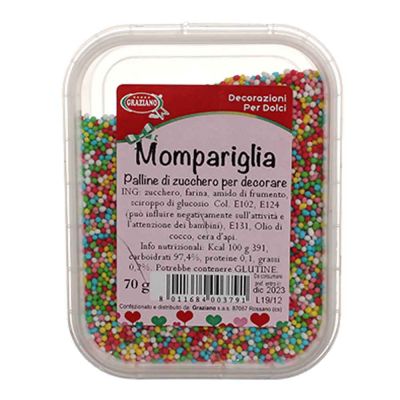 Mompariglia palline di zucchero colorate per decorare 70 g Graziano