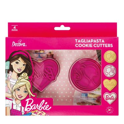 Set 2 Cutters tagliapasta e 2 marcatori Barbie in plastica Decora