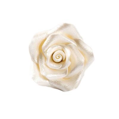 24 Decorazioni Rose grandi bianco perla in zucchero Bakery