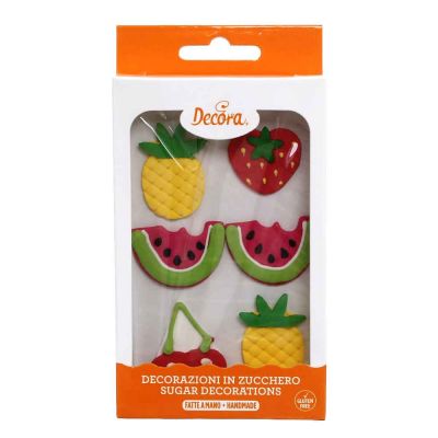 6 Decorazioni frutti tropicali in zucchero Decora