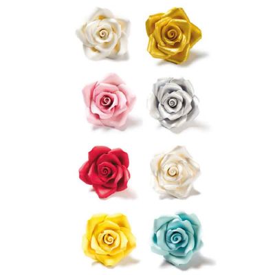 6 Decorazioni Rose grandi in zucchero Decora