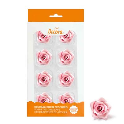 8 Decorazioni Rose medie Rosa in zucchero Decora