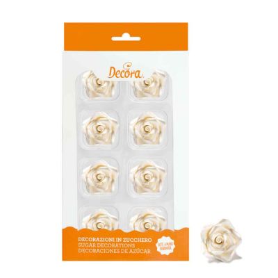 8 Decorazioni Rose medie oro in zucchero Decora