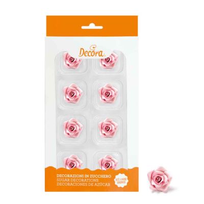 8 Decorazioni Rose piccole rosa in zucchero Decora