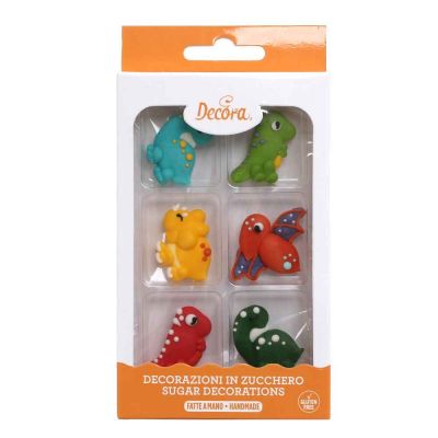 6 Decorazioni Jurassic dinosauri in zucchero Decora