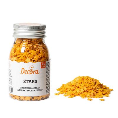 Stelline di zucchero color oro per decorazione 60 g Decora