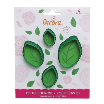 Set 4 cutters tagliapasta in plastica per realizzare foglie di Rosa 