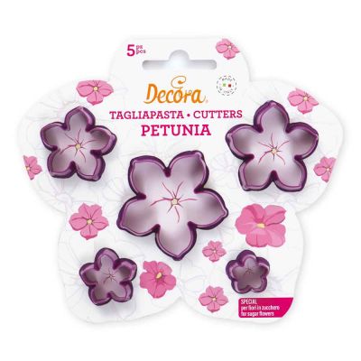 Set 5 cutters tagliapasta in plastica per realizzare fiori Petunie