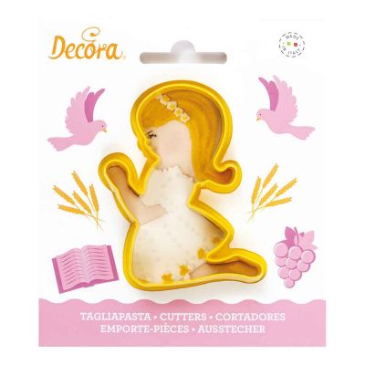 1 Formina Tagliabiscotto in plastica Comunione bambina Decora