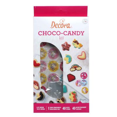 Stampo 12 cioccolatini a tema unicorni Ø4 cm con 40 bustine e 40 adesivi Decora