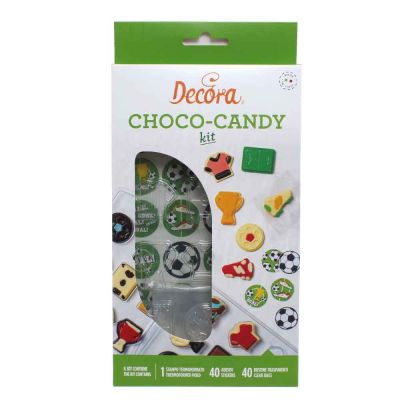 Stampo 12 cioccolatini tema calcio Ø4 cm con 40 bustine e 40 adesivi Decora