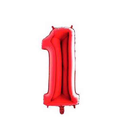 Palloncino Mylar Numero 1 Rosso Medio 14″ 35 cm