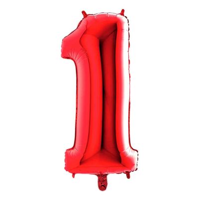 Palloncino Mylar Numero 1 Rosso Grande 40″ 101 cm