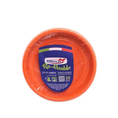 25 scodelle piatti fondi di plastica lavabili riutilizzabili arancioni Ø20,5 cm DOpla