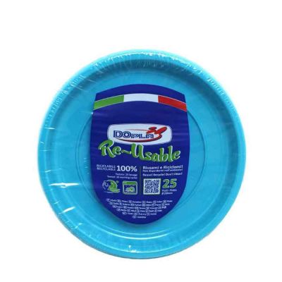 25 Piatti di plastica colorati lavabili riutilizzabili turchesi Ø22 cm DOpla