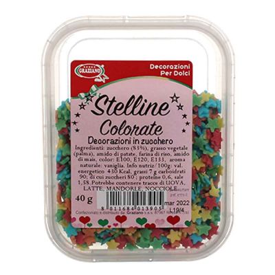 Stelline di zucchero colorato piccole per decorazioni 40 g Graziano