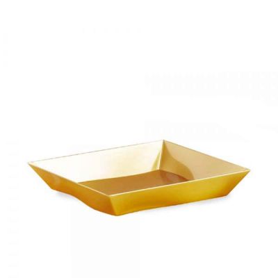 Piatti di plastica rigida quadrati Vanity oro 16x16cm