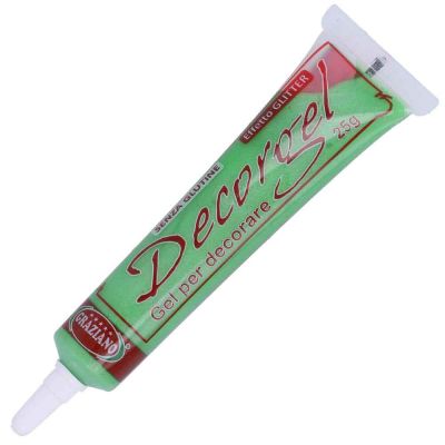 Decorgel glitterato verde per scrivere e decorare 25g