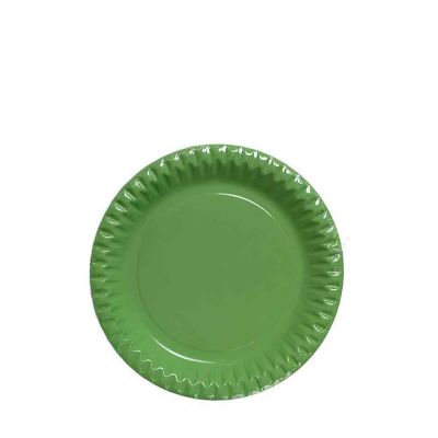 Piattini di carta verde acido in cartoncino per feste DOpla Party Ø18 cm