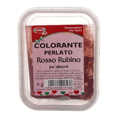 Colorante in polvere per alimenti rosso rubino perlato 6 g