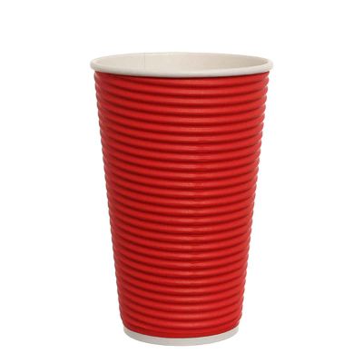 Bicchieri di carta ondulata tripla parete 550ml rosso