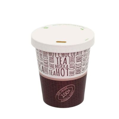 100 Bicchieri di cartoncino Juta 250ml con coperchio in carta con beccuccio