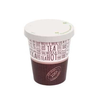 100 Bicchieri di cartoncino Juta 250ml con coperchio in carta senza foro