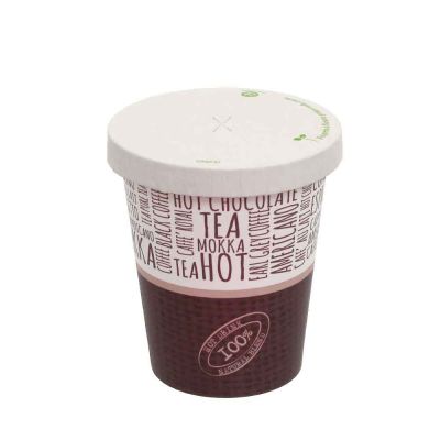 100 Bicchieri di carta Juta 250ml con coperchio foro a croce in cartoncino