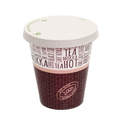 100 Bicchieri in carta Juta con coperchio foro a croce in cartoncino 350ml