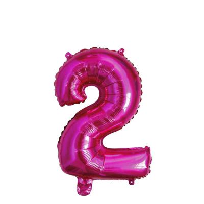 Palloncino Mylar Numero 2 Fucsia Medio  14″ 35 cm