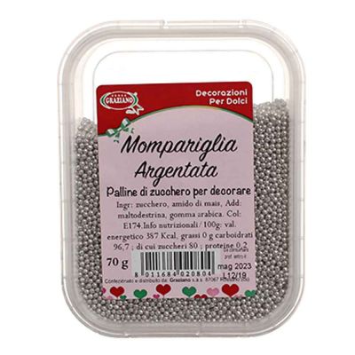 Mompariglia palline di zucchero color argento per decorare 70 g Graziano