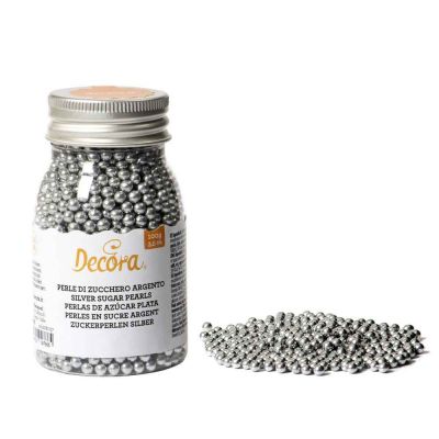 Perle di zucchero color argento per decorazione 100 g Decora