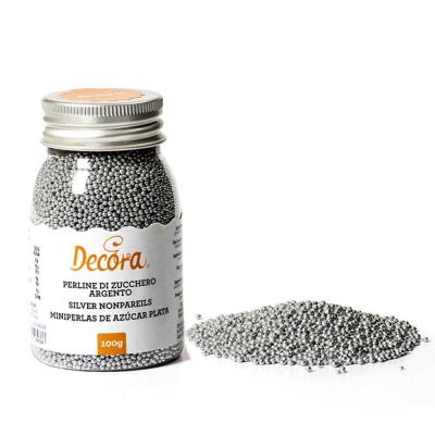 Perline di zucchero color Argento per decorazione 100 g Decora