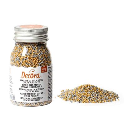 Perline di zucchero oro e argento per decorazione 100 g Decora