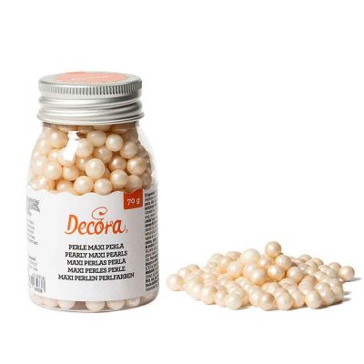 Perle di zucchero grandi color bianco perla per decorazione 70 g Decora