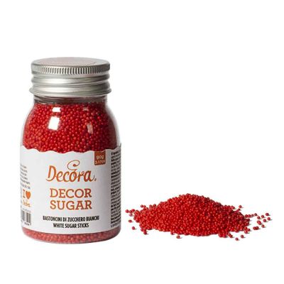 Perline di zucchero colore rosso per decorazione 100 g Decora