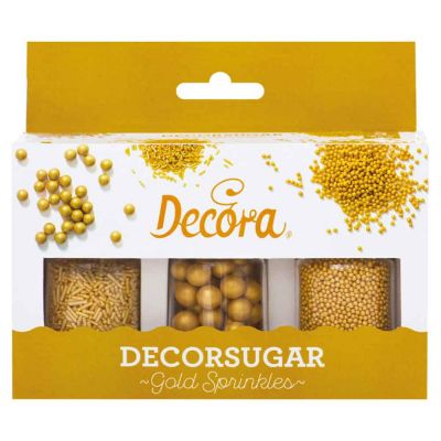 Set perle perline e bastoncini color oro per decorazioni 85 g Decora