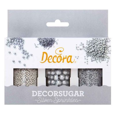 Set perle perline e bastoncini color argento per decorazioni 85 g Decora