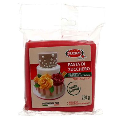 Pasta di zucchero rossa per copertura 250 g Graziano