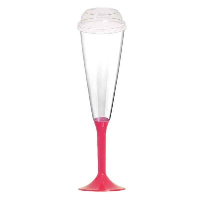 Calici Flute Maxi riutilizzabili rosa corallo 160ml con coperchio