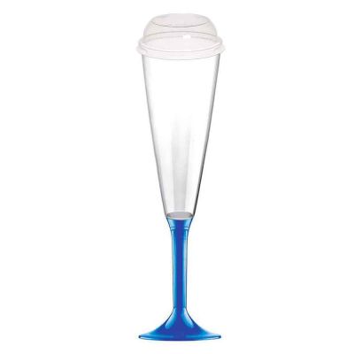 Calici Flute Maxi riutilizzabili blu 160ml con coperchio