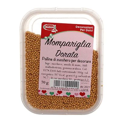 Mompariglia palline di zucchero color oro per decorare 70 g Graziano