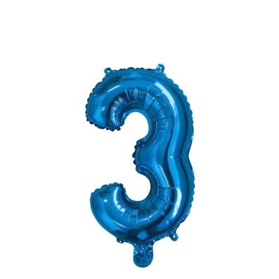 Palloncino Mylar Numero 3 Blu Medio 14″ 35 cm