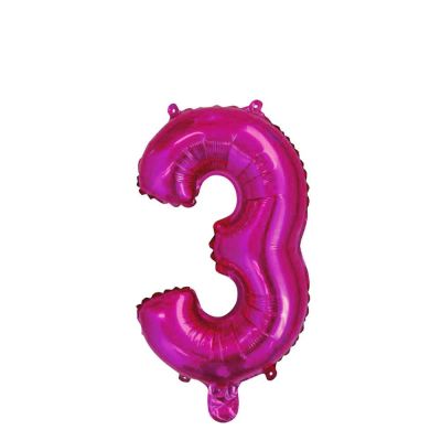 Palloncino Mylar Numero 3 Fucsia Medio 14″ 35 cm