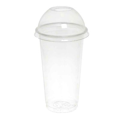 100 Bicchieri Tumbler Kristal PET 350cc con coperchio a cupola forato