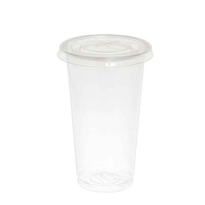 100 Bicchieri Tumbler Kristal PET 350cc con coperchio forato a croce