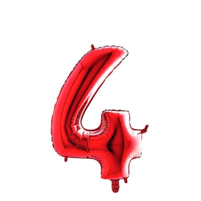 Palloncino Mylar Numero 4 Rosso Medio 14″ 35 cm