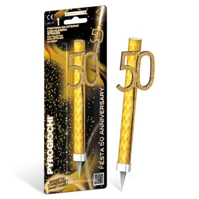 Fontana pirotecnica Anniversary numero 50 con strass