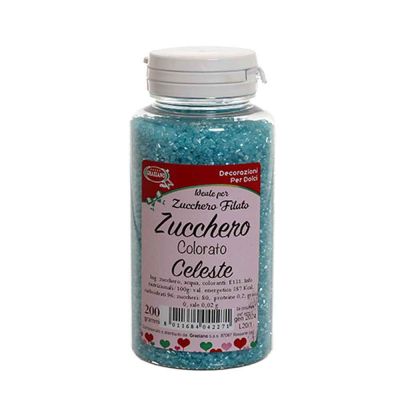 Cristalli di zucchero colorato celeste per decorazioni e zucchero filato 200 g